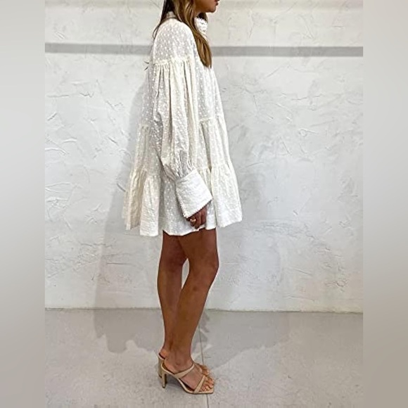 TIPTUPU Women's Bohemian Floral Print Button Down Long Lantern Sleeve Sz M - Picture 3 of 16